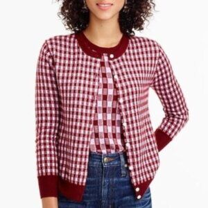 J. Crew 100% Cashmere Gingham Cardigan Size S